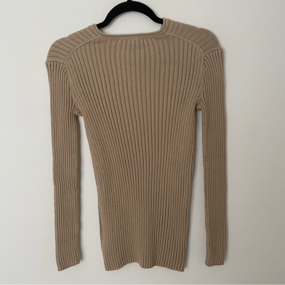 Everlane Cotton Ribbed Crew Sweater in Tan Beige size XS - Picture 9 of 10